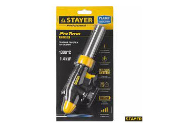 STAYER ProTerm PG500 газовая горелка с пьезоподжигом, на баллон с цанговым соединением, 1300 С