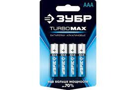 Щелочная батарейка 1.5 В, тип ААА, 4 шт, ЗУБР Turbo-MAX